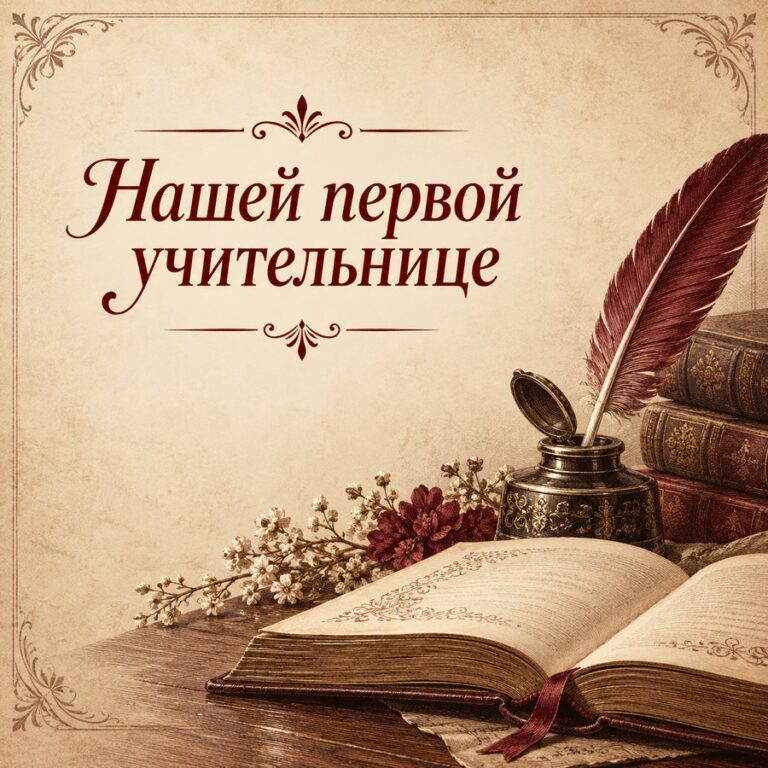 Нашей первой учительнице - открытка с поздравлением с Днём учителя