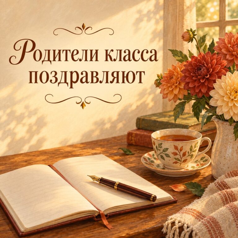 Родители класса поздравляют - открытка с поздравлением с Днём учителя