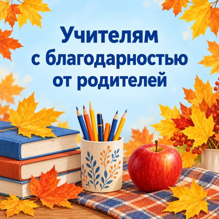 Учителям с благодарностью от родителей - открытка с поздравлением с Днём учителя