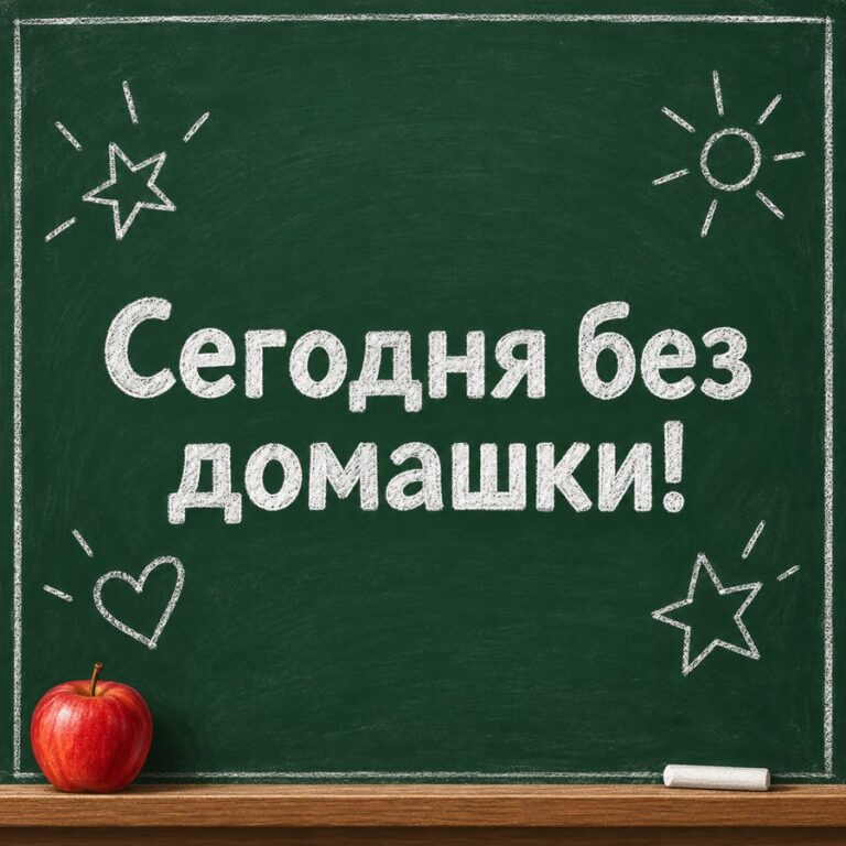 Сегодня без домашки! - открытка с поздравлением с Днём учителя