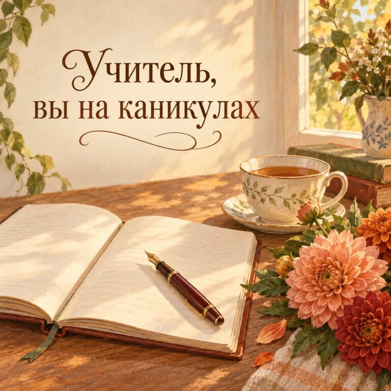 Учитель, вы на каникулах - открытка с поздравлением с Днём учителя