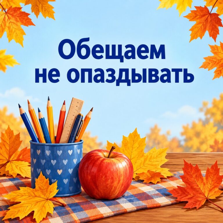 Обещаем не опаздывать - открытка с поздравлением с Днём учителя