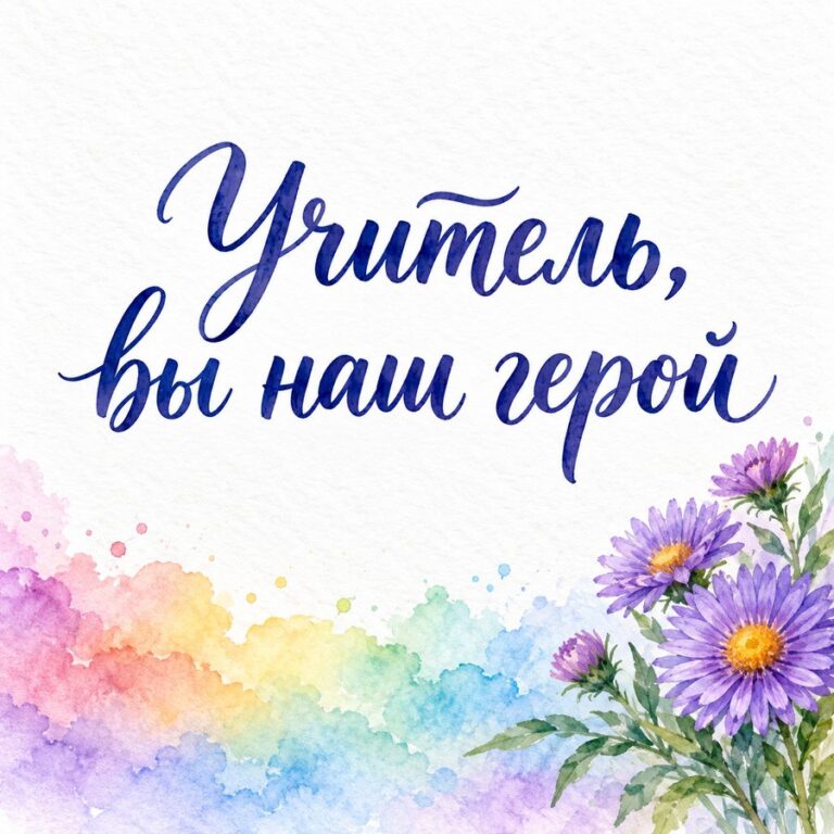 Учитель, вы наш герой - открытка с поздравлением с Днём учителя