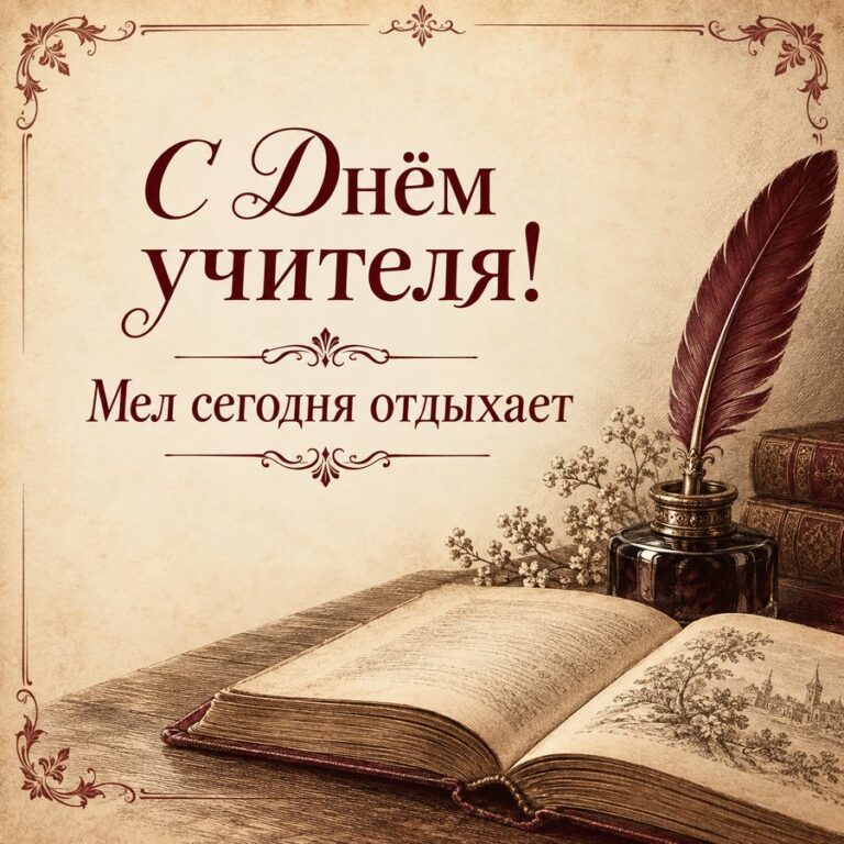 С Днём учителя! Мел сегодня отдыхает - открытка с поздравлением с Днём учителя