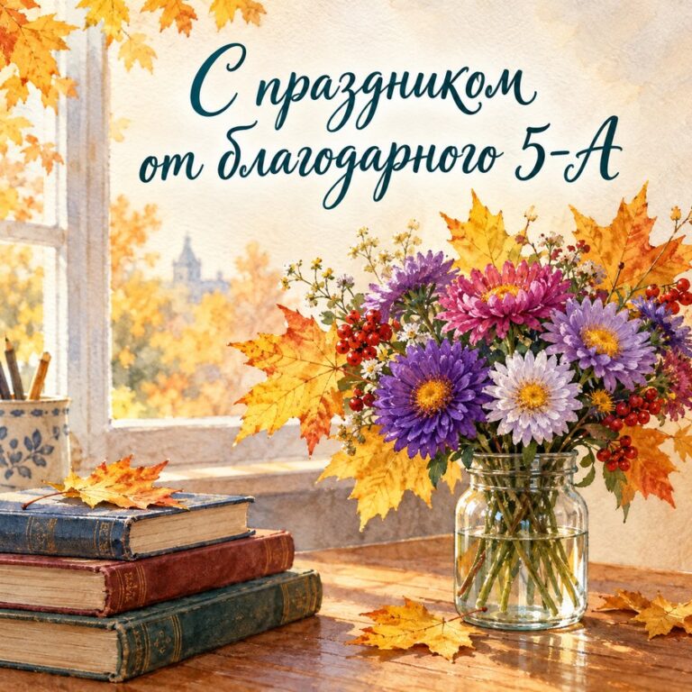 С праздником от благодарного 5-А - открытка с поздравлением с Днём учителя