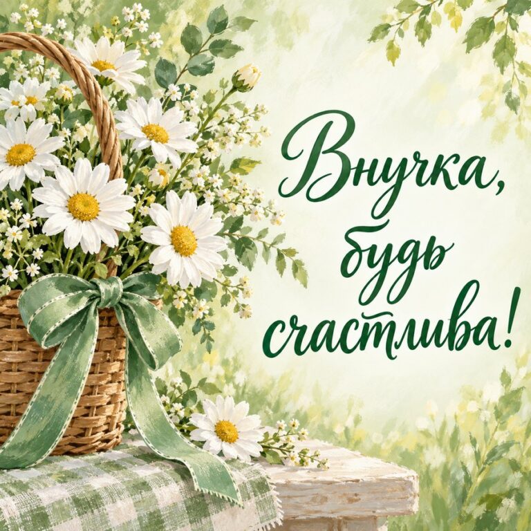 Внучка, будь счастлива! - открытка с поздравлением внучке