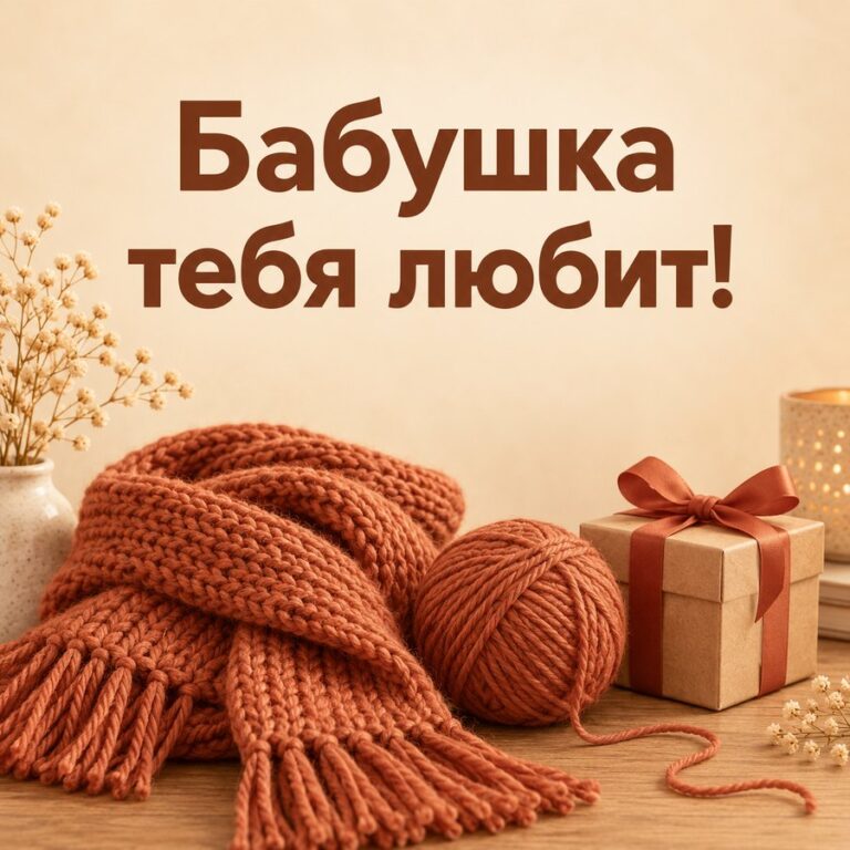 Бабушка тебя любит! - открытка с поздравлением внучке