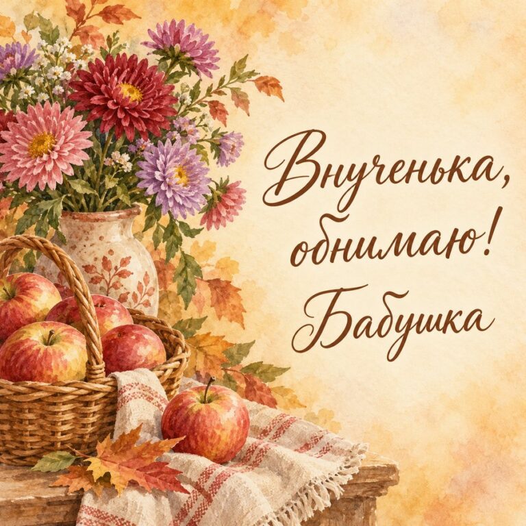 Внученька, обнимаю! Бабушка - открытка с поздравлением внучке