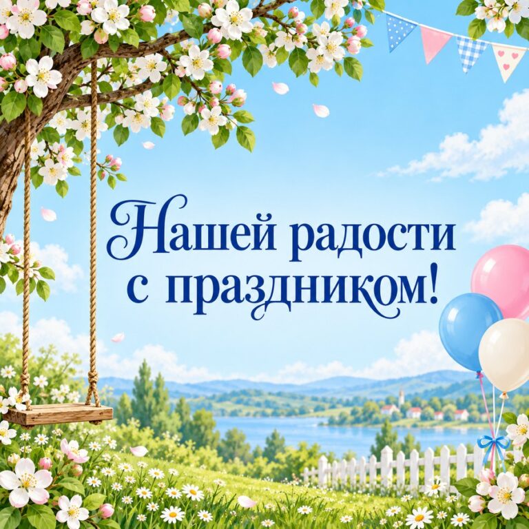 Нашей радости с праздником! - открытка с поздравлением внучке