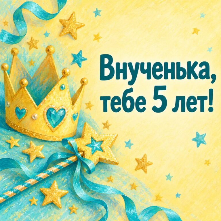 Внученька, тебе 5 лет! - открытка с поздравлением внучке