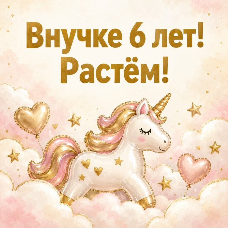 Внучке 6 лет! Растём! - открытка с поздравлением внучке