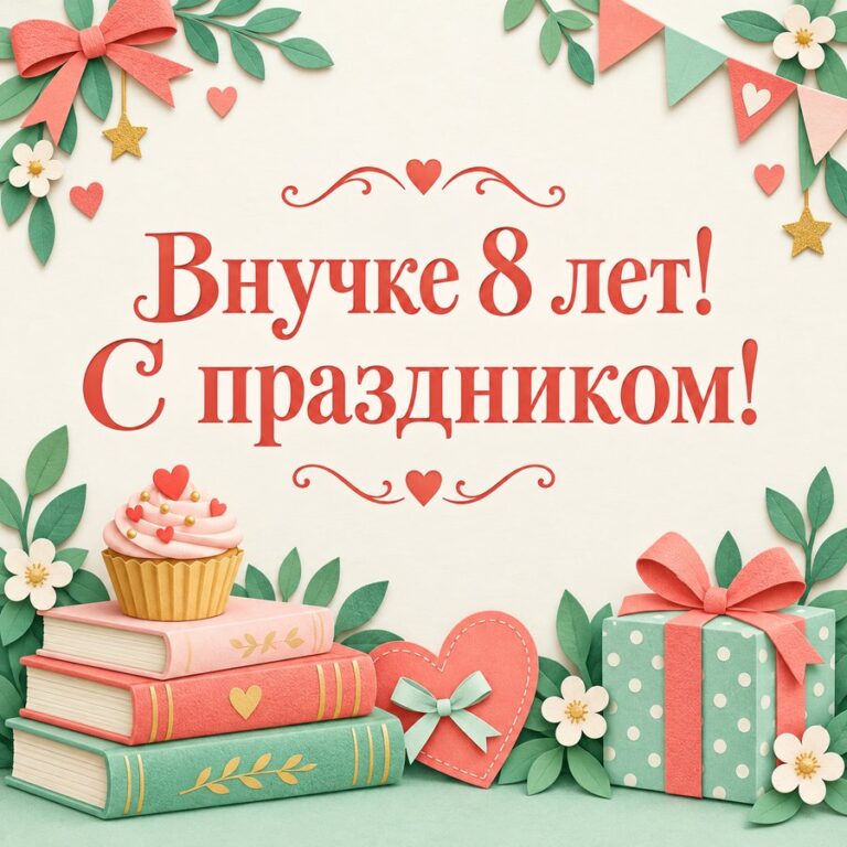 Внучке 8 лет! С праздником! - открытка с поздравлением внучке
