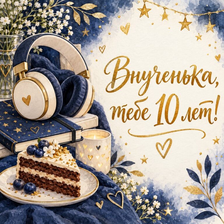 Внученька, тебе 10 лет! - открытка с поздравлением внучке