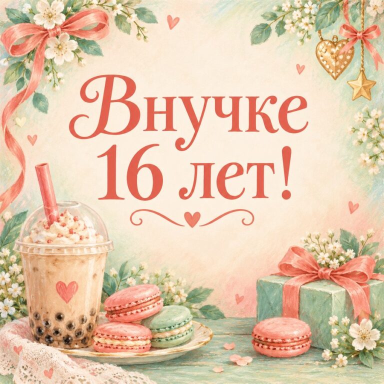 Внучке 16 лет! - открытка с поздравлением внучке