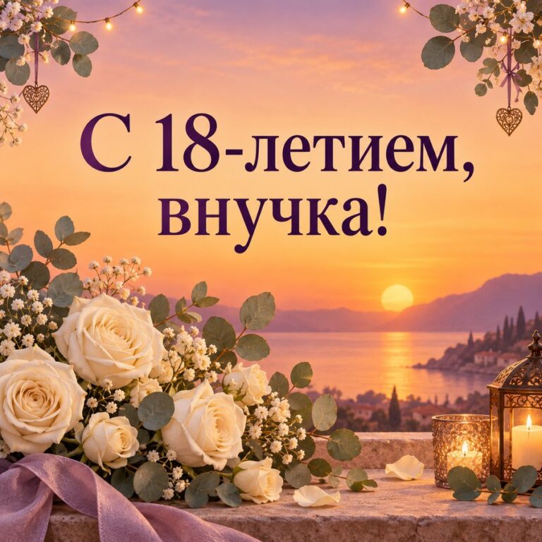 С 18-летием, внучка! - открытка с поздравлением внучке