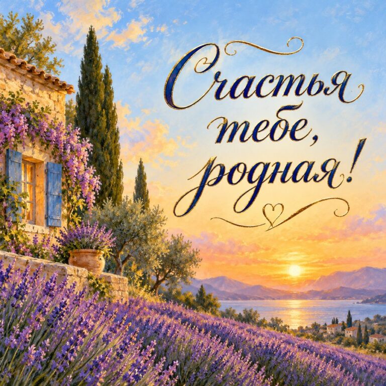 Счастья тебе, родная! - открытка с поздравлением внучке
