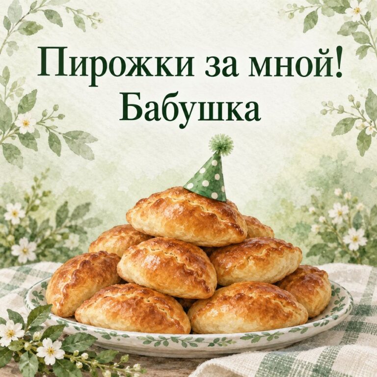 Пирожки за мной! Бабушка - открытка с поздравлением внучке