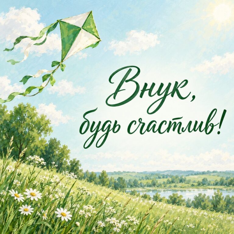 Внук, будь счастлив! - открытка с поздравлением внуку