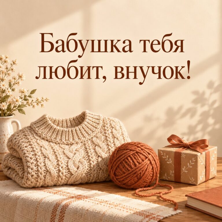 Бабушка тебя любит, внучок! - открытка с поздравлением внуку
