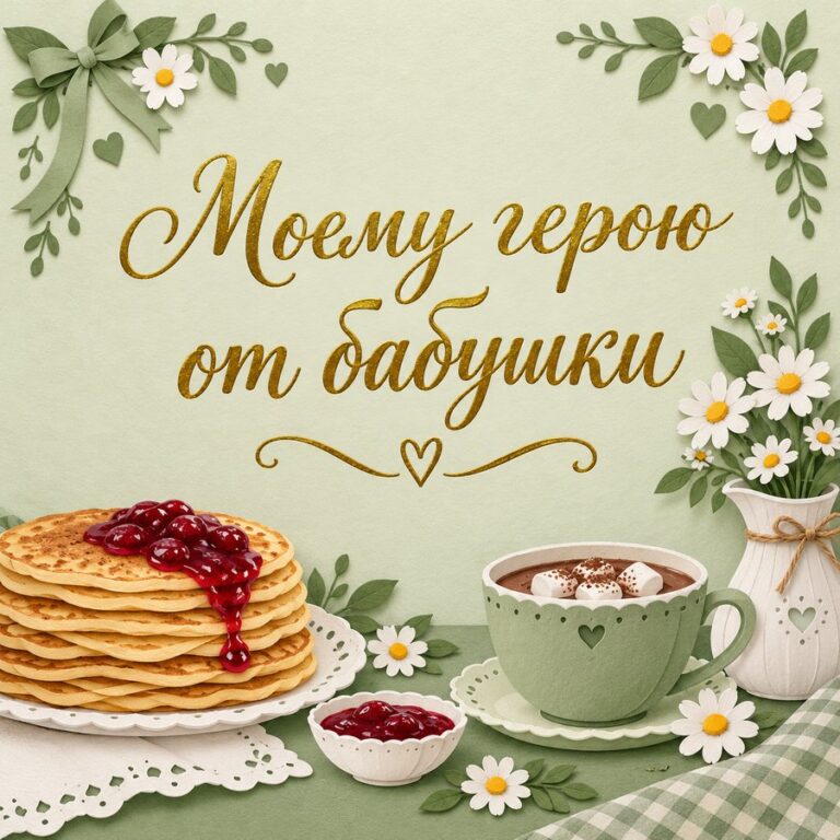 Моему герою от бабушки - открытка с поздравлением внуку