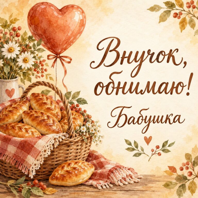 Внучок, обнимаю! Бабушка - открытка с поздравлением внуку