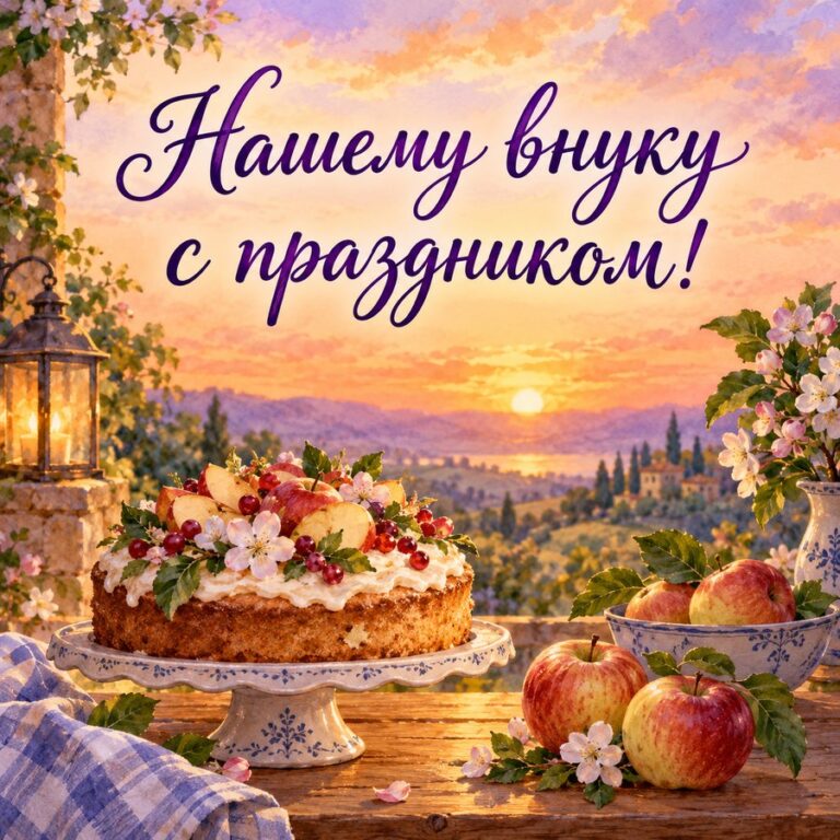 Нашему внуку с праздником! - открытка с поздравлением внуку