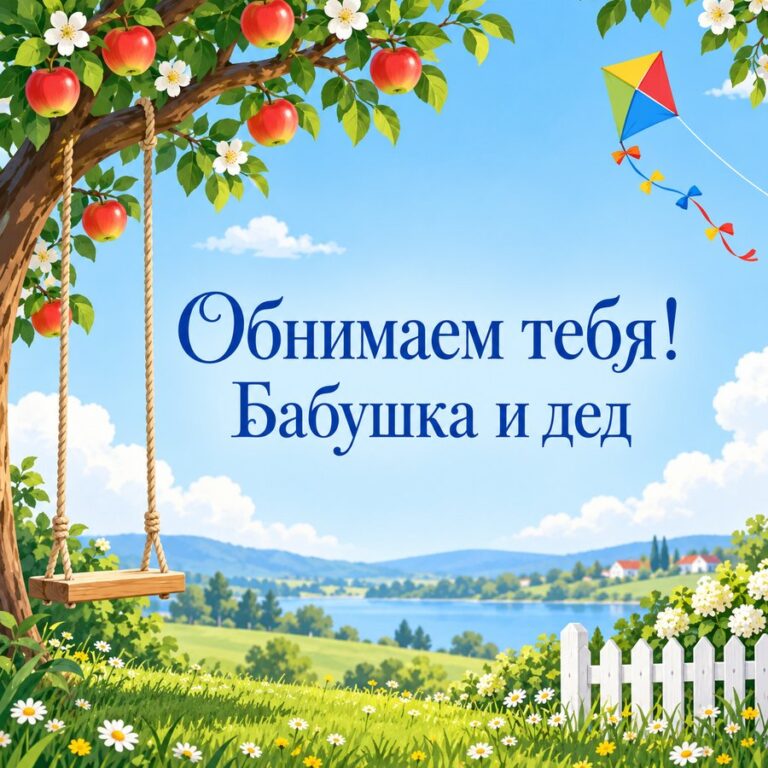 Обнимаем тебя! Бабушка и дед - открытка с поздравлением внуку