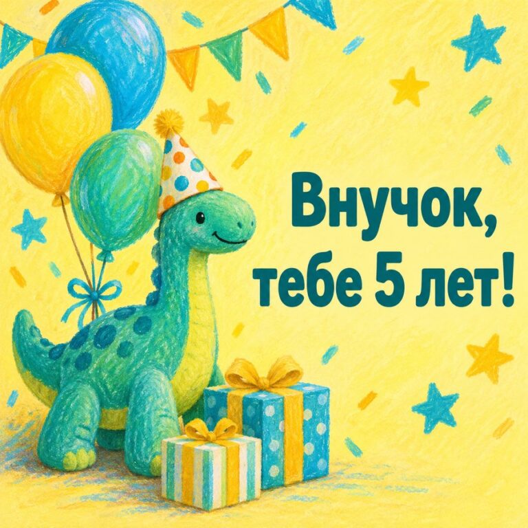 Внучок, тебе 5 лет! - открытка с поздравлением внуку