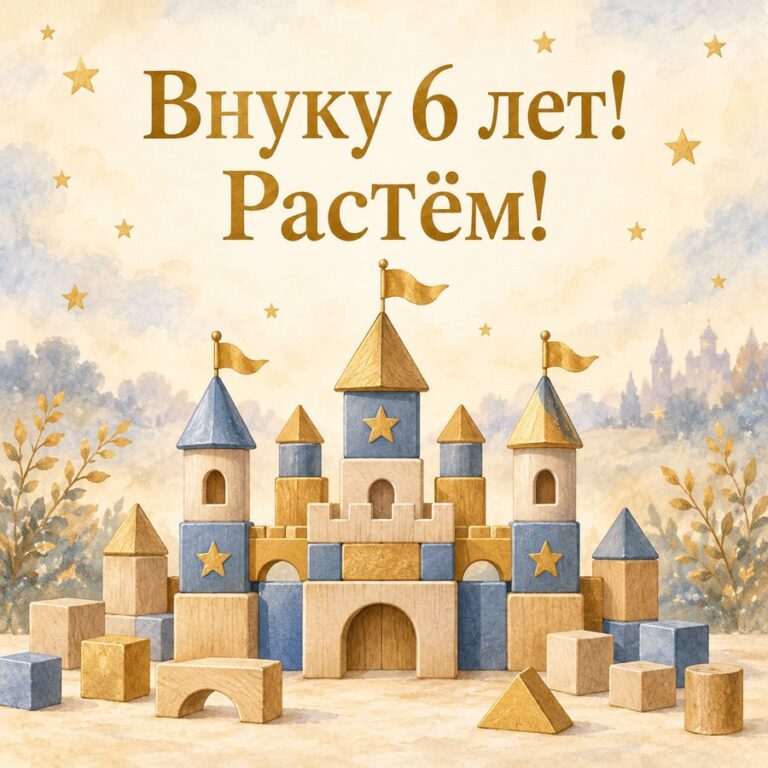 Внуку 6 лет! Растём! - открытка с поздравлением внуку