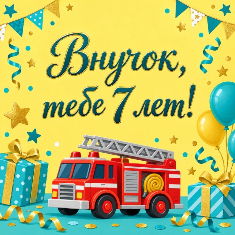 Внучок, тебе 7 лет! - открытка с поздравлением внуку