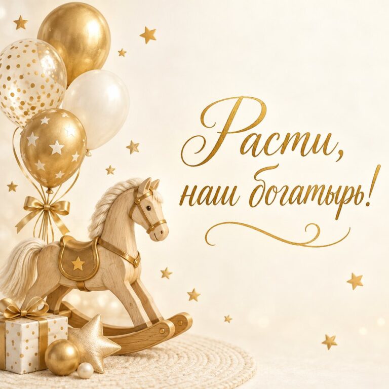 Расти, наш богатырь! - открытка с поздравлением внуку