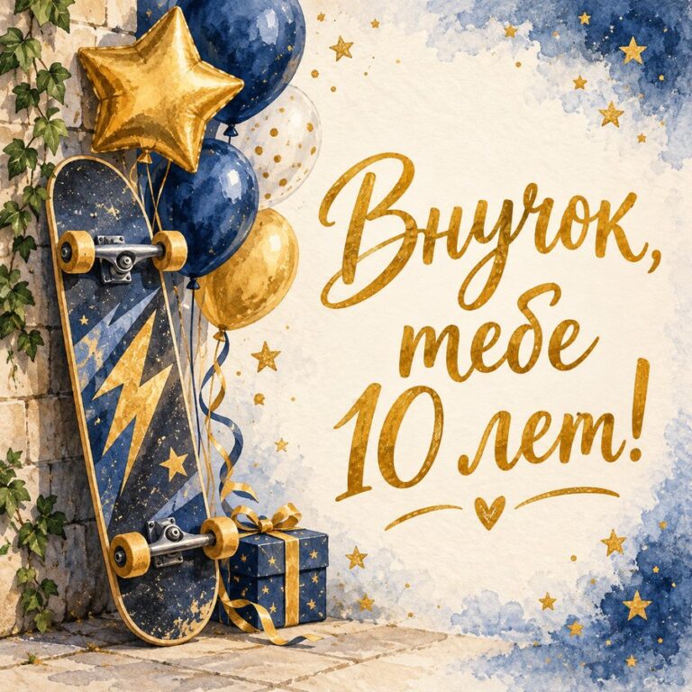 Внучок, тебе 10 лет! - открытка с поздравлением внуку