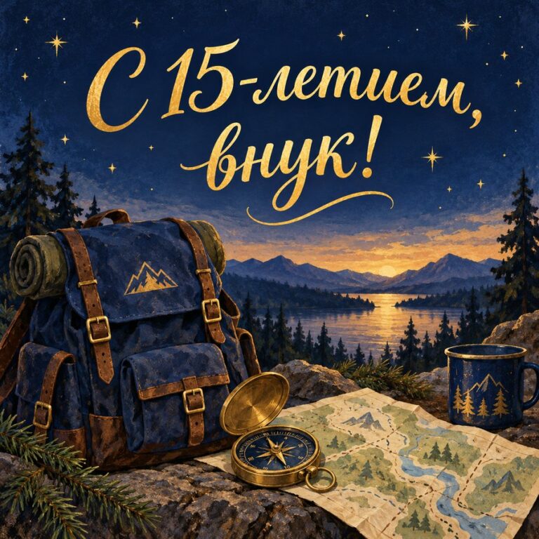 С 15-летием, внук! - открытка с поздравлением внуку