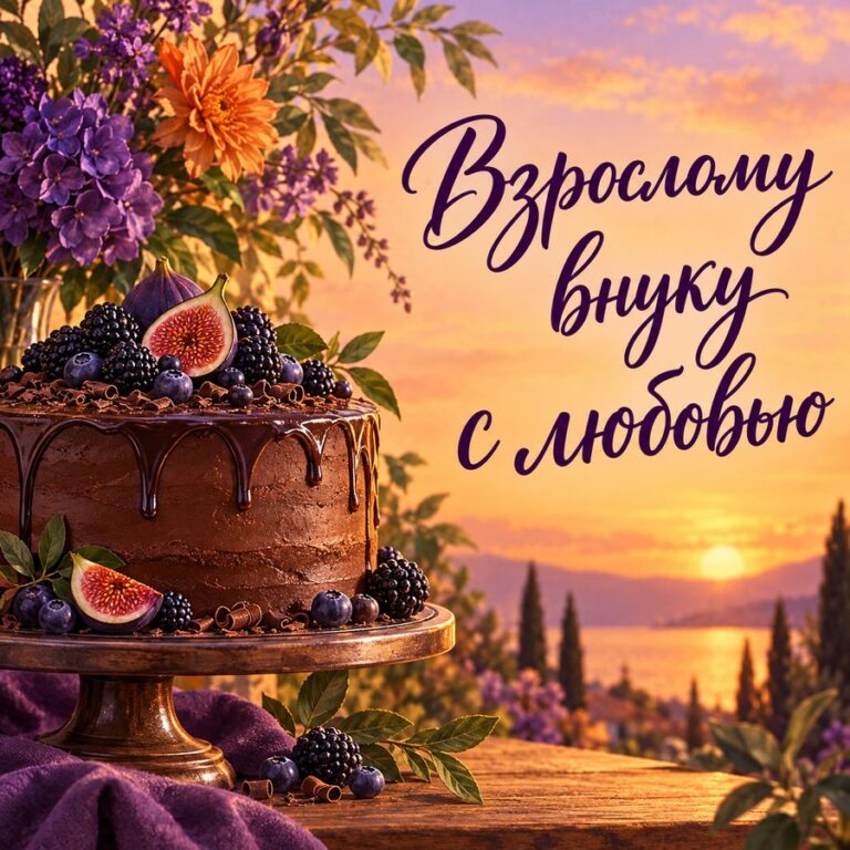 Взрослому внуку с любовью - открытка с поздравлением внуку