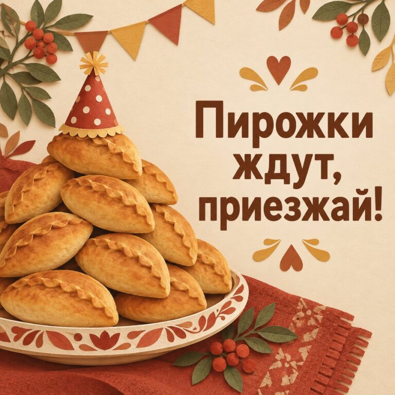 Пирожки ждут, приезжай! - открытка с поздравлением внуку
