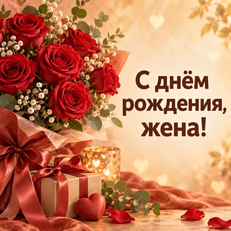 С днём рождения, жена! - открытка с поздравлением жене