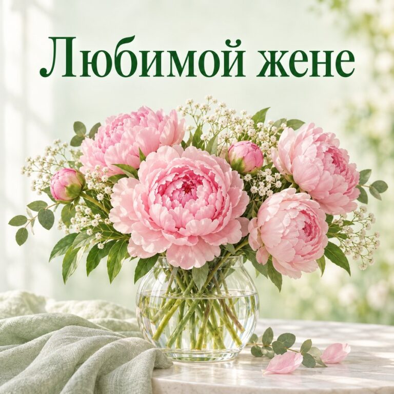 Любимой жене - открытка с поздравлением жене
