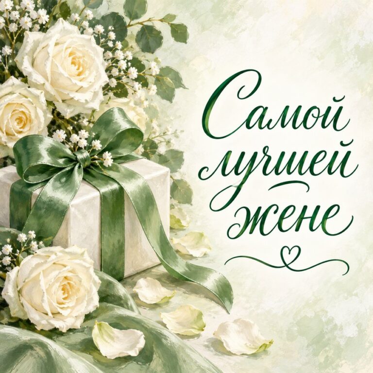 Самой лучшей жене - открытка с поздравлением жене