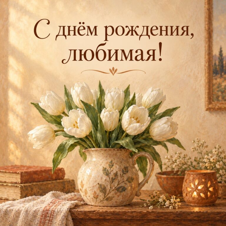 С днём рождения, любимая! - открытка с поздравлением жене