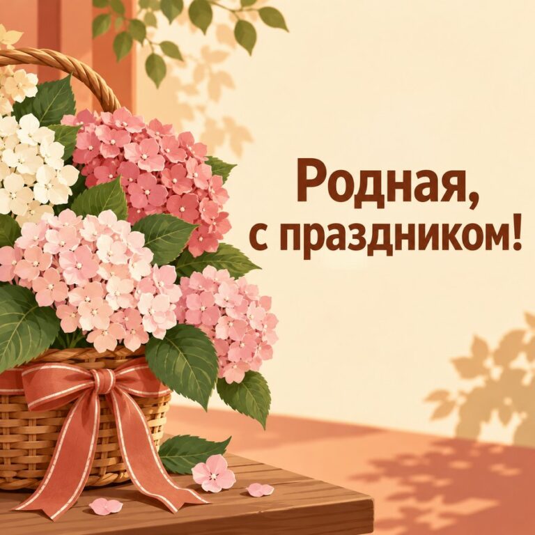 Родная, с праздником! - открытка с поздравлением жене
