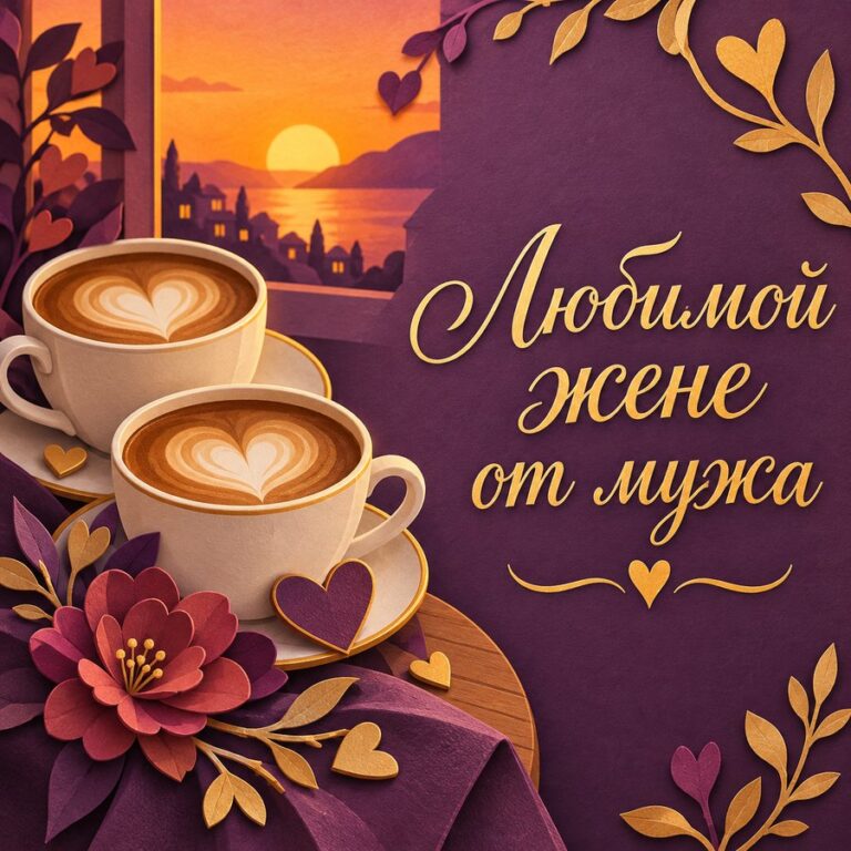 Любимой жене от мужа - открытка с поздравлением жене