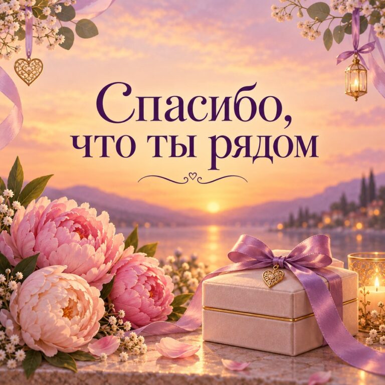 Спасибо, что ты рядом - открытка с поздравлением жене