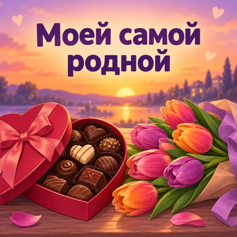 Моей самой родной - открытка с поздравлением жене