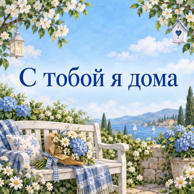 С тобой я дома - открытка с поздравлением жене