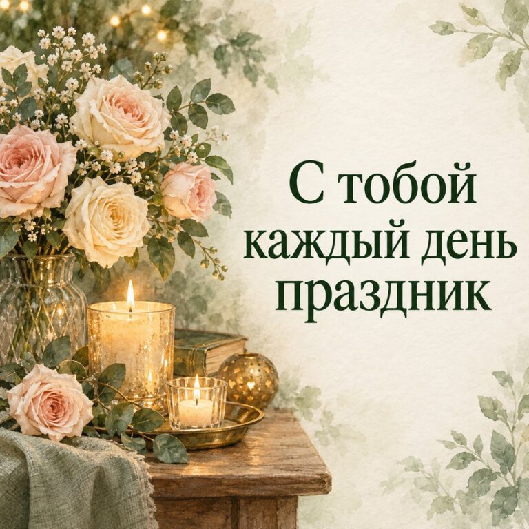 С тобой каждый день праздник - открытка с поздравлением жене