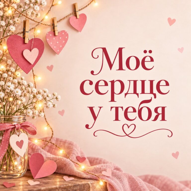 Моё сердце у тебя - открытка с поздравлением жене