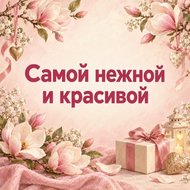 Самой нежной и красивой - открытка с поздравлением жене