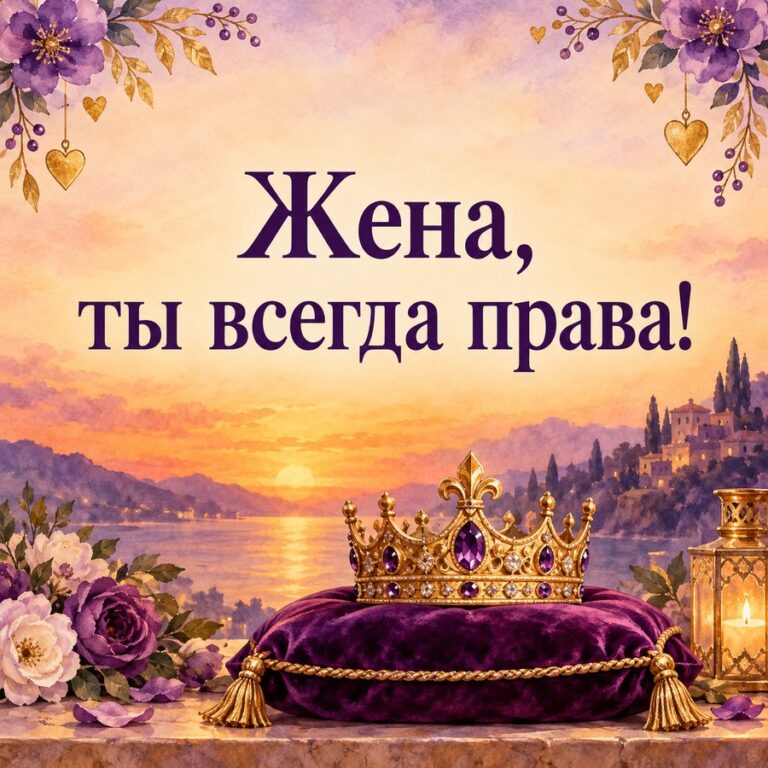 Жена, ты всегда права! - открытка с поздравлением жене