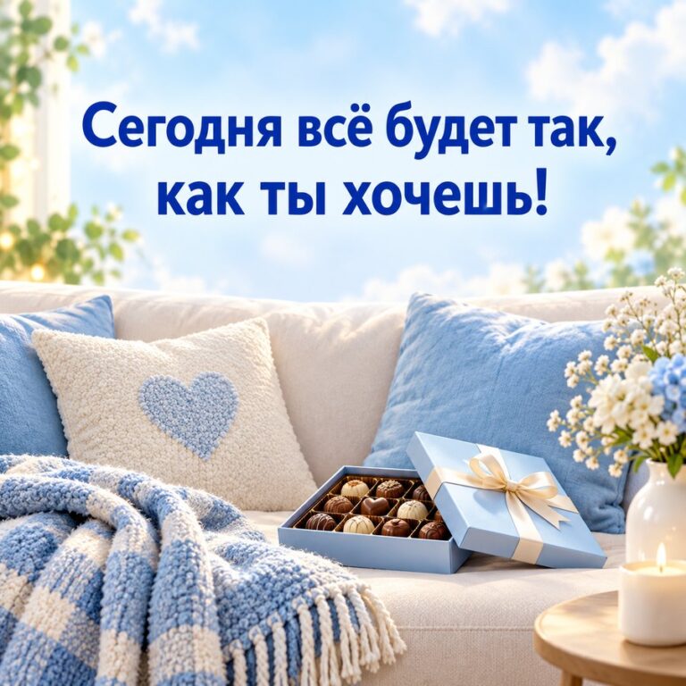 Сегодня всё будет так, как ты хочешь! - открытка с поздравлением жене