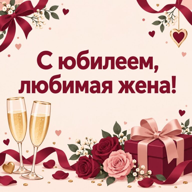 С юбилеем, любимая жена! - открытка с поздравлением жене